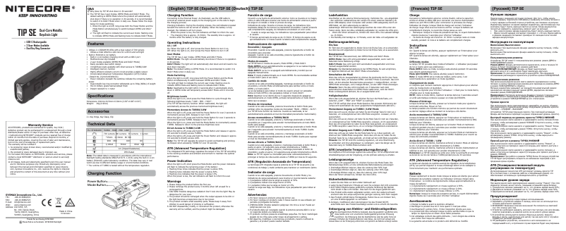 Page n°1 - Manuel utilisateur Nitecore TIP SE