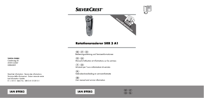 Page 1 de la notice Manuel utilisateur SilverCrest SRR 3 A1