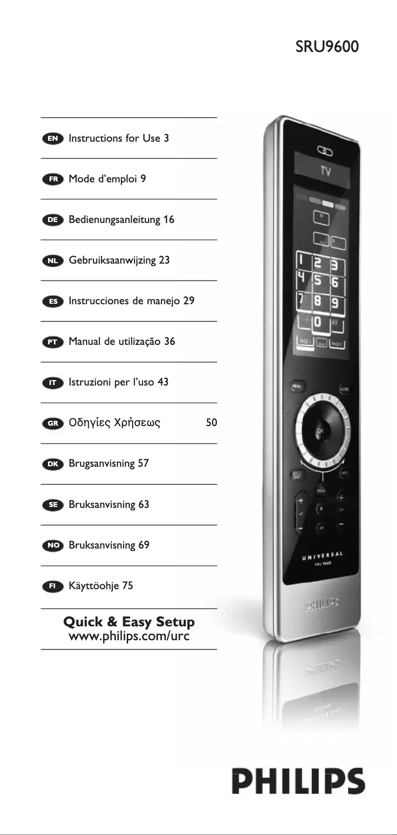Page n°1 - Mode d'emploi Philips Prestigo SRU9600