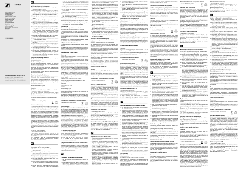 Page 1 de la notice Manuel utilisateur Sennheiser AD 1800