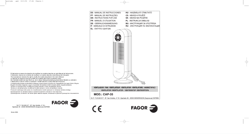 Image de la première page du manuel de l'appareil CAP-35I