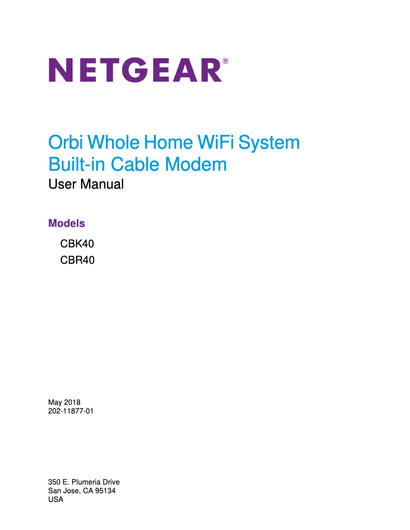Page n°1 - Manuel utilisateur Netgear Orbi CBR40