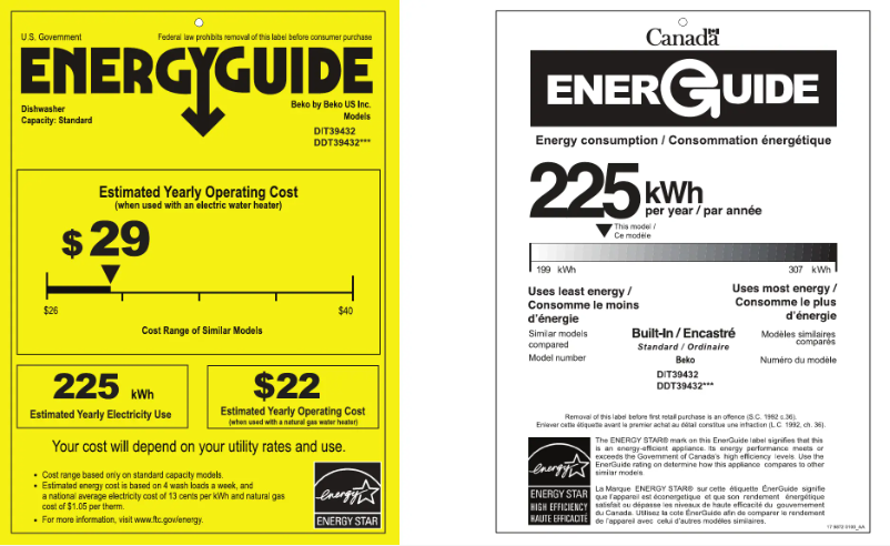 Page 1 de la notice Label énergétique Beko DIT39432