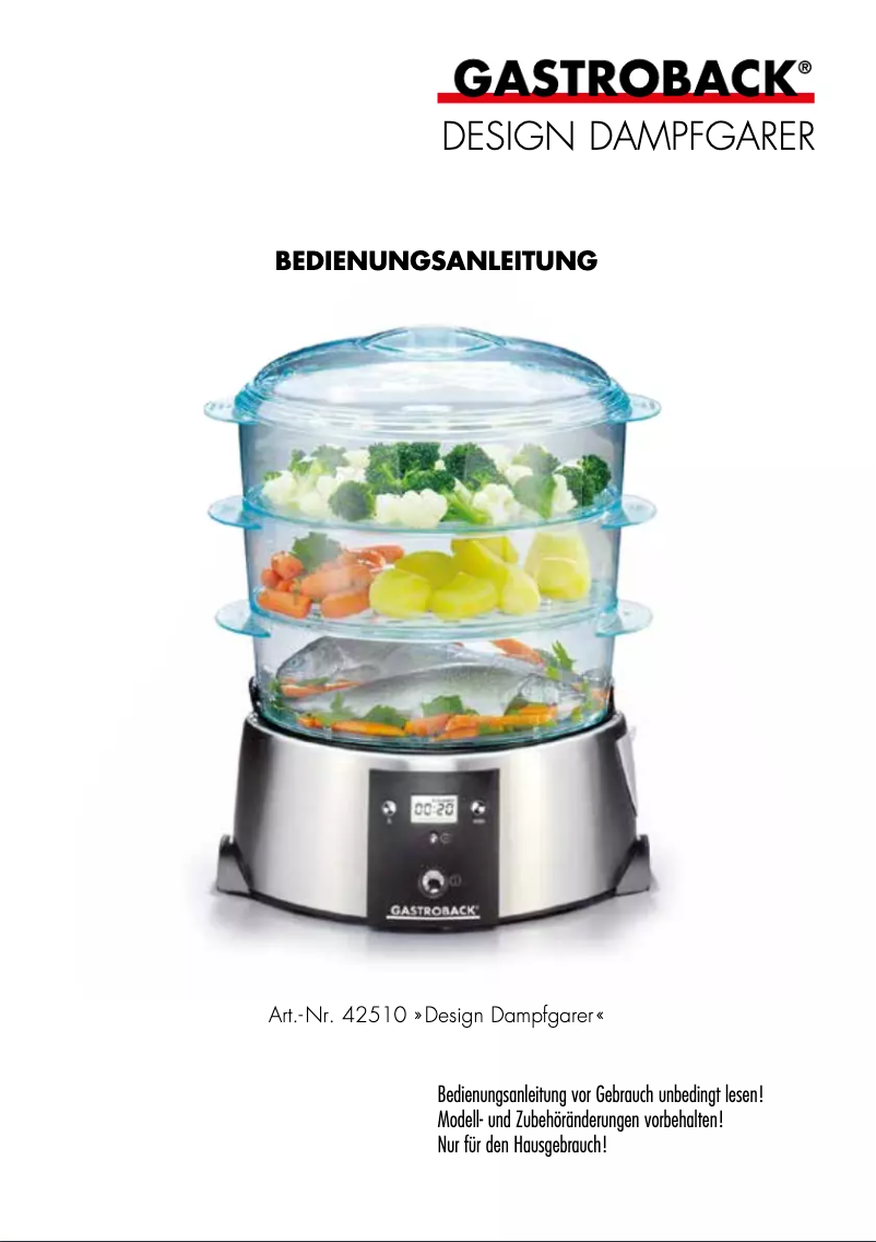 Image de la première page du manuel de l'appareil 42510 steamer