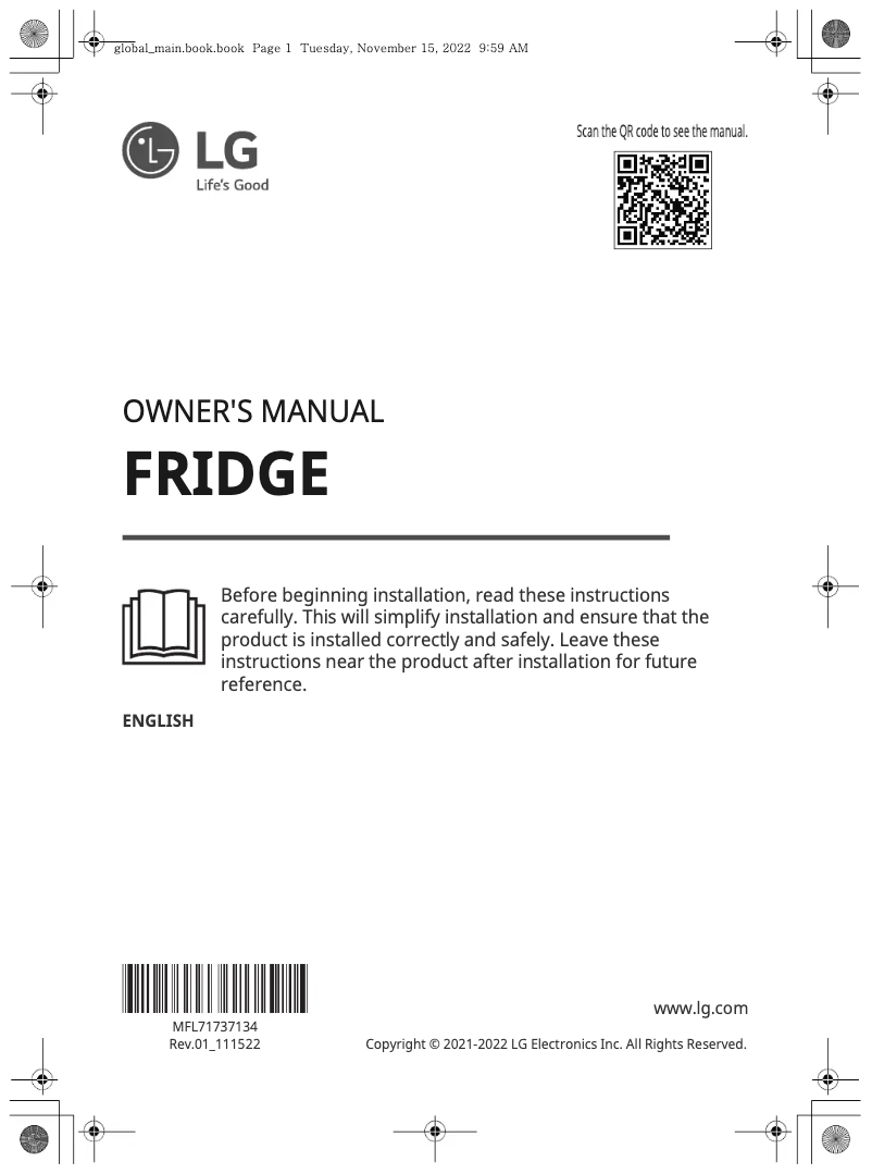 Page 1 de la notice Manuel utilisateur LG GP-R386MBL