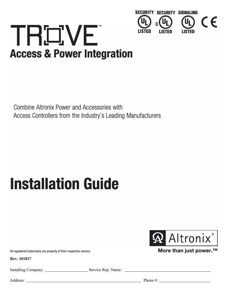 Página 1 del manual Manual de usuario Altronix Trove3SH3