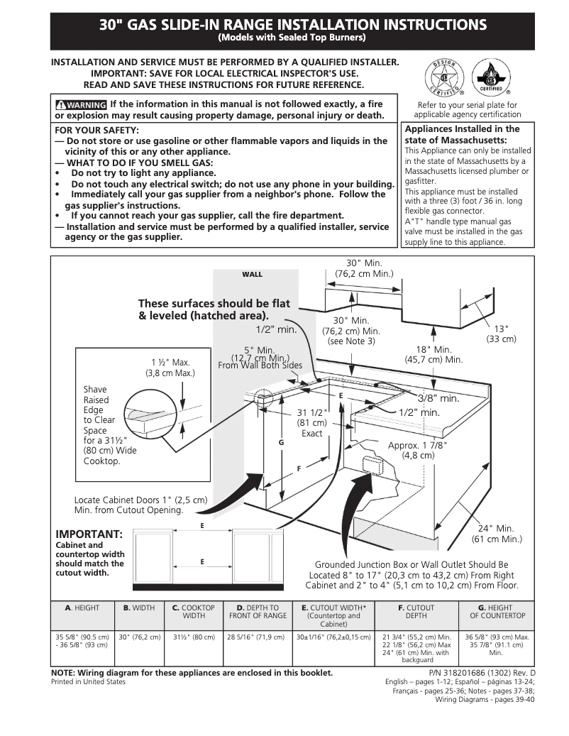 Page n°1 - Guide d'installation Electrolux EI30GS55LB