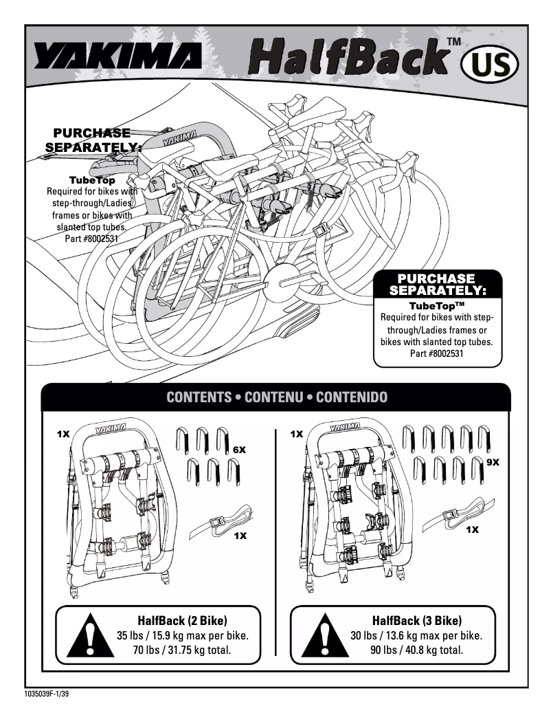 Page 1 de la notice Manuel utilisateur Yakima HalfBack 3