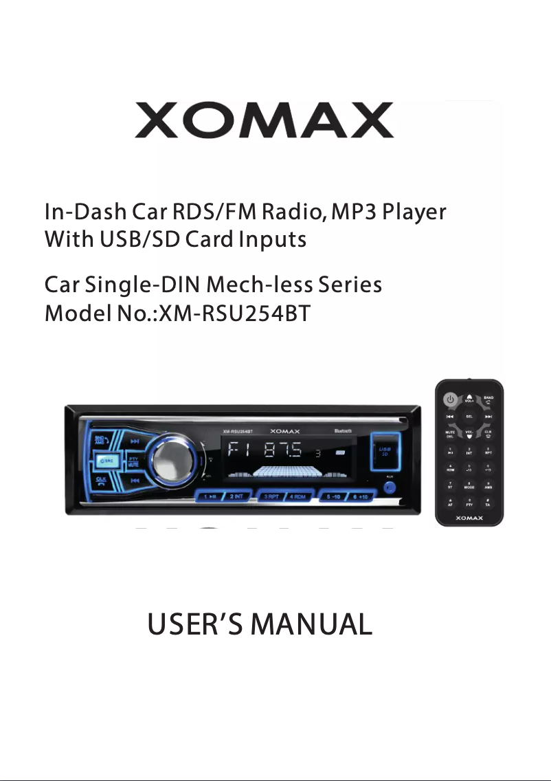 Page 1 de la notice Manuel utilisateur Xomax XM-RSU254BT