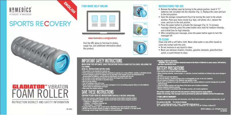 Page n°1 - Manuel utilisateur Homedics Gladiator