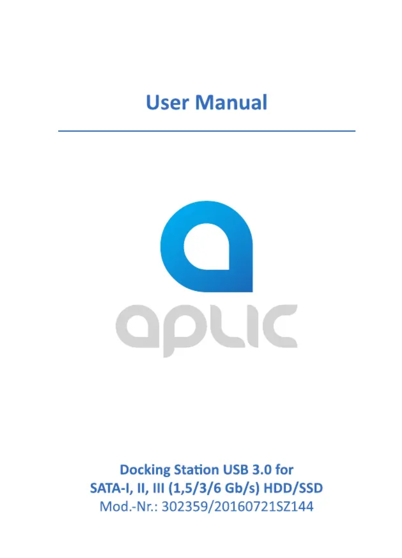 Page n°1 - Manuel utilisateur Aplic 302359