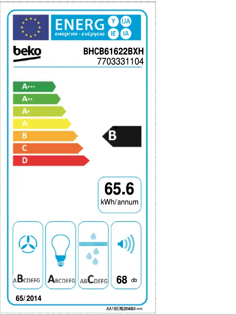 Page n°1 - Label énergétique Beko BHCB61622BXH