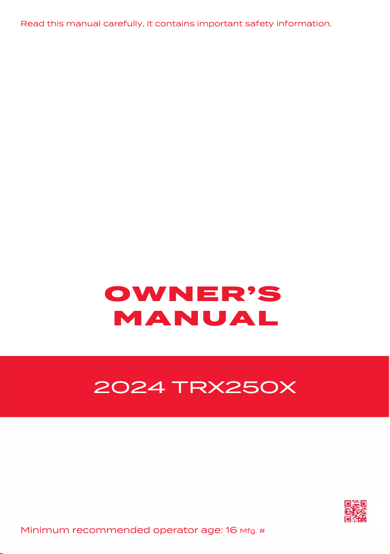 Imagen de la primera página del manual del dispositivo TRX250X (2024)