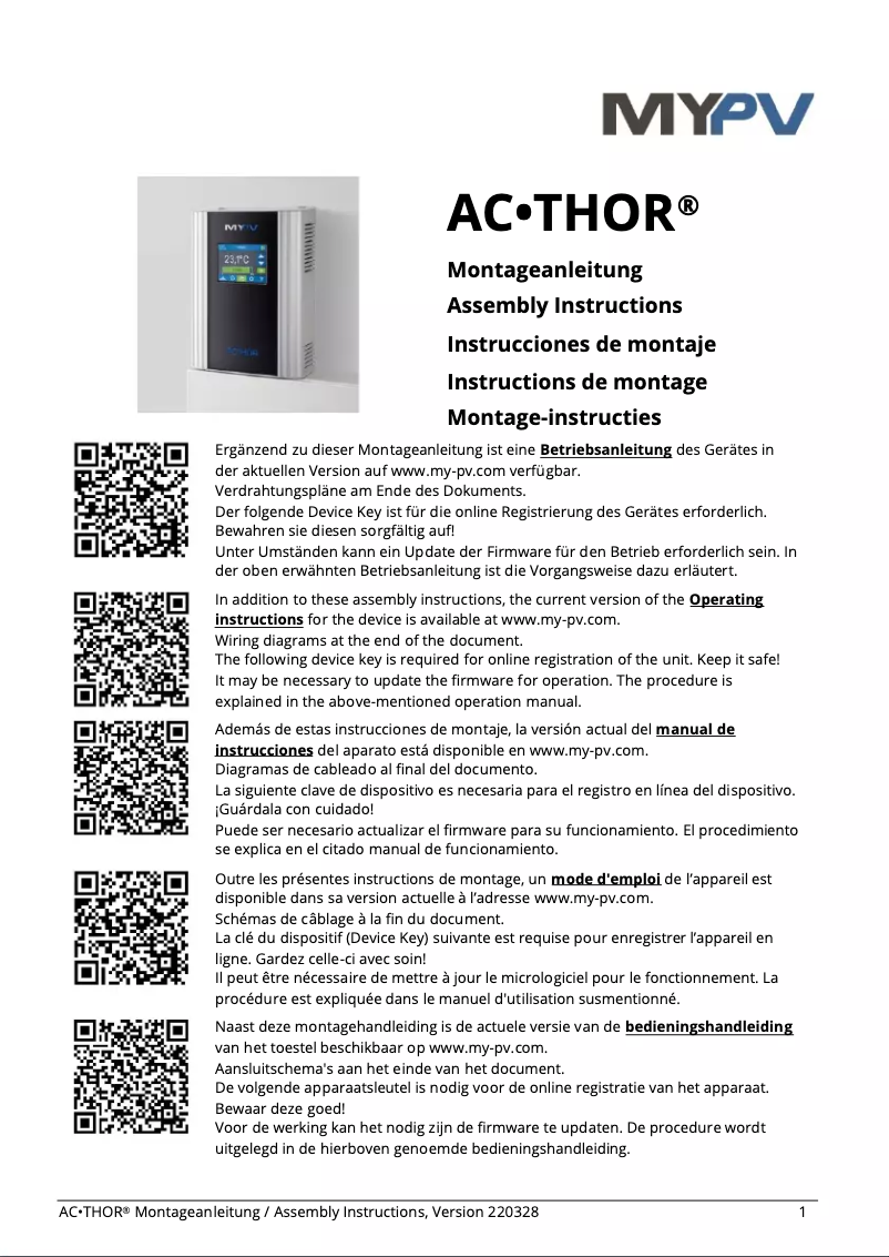 Image de la première page du manuel de l'appareil AC-THOR