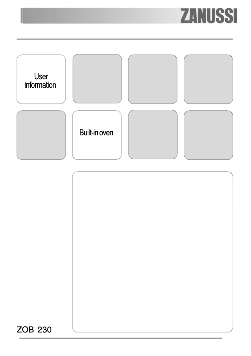 Page n°1 - Manuel utilisateur Zanussi ZOB230W