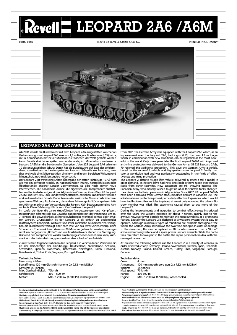Page n°1 - Manuel utilisateur Revell Leopard 2 A6/A6M
