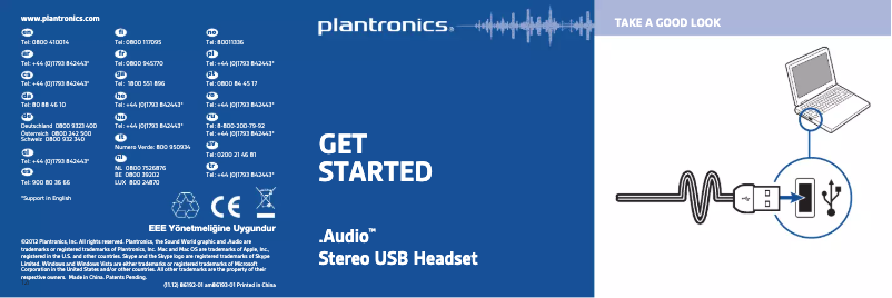 Page 1 de la notice Manuel utilisateur Plantronics .Audio 628