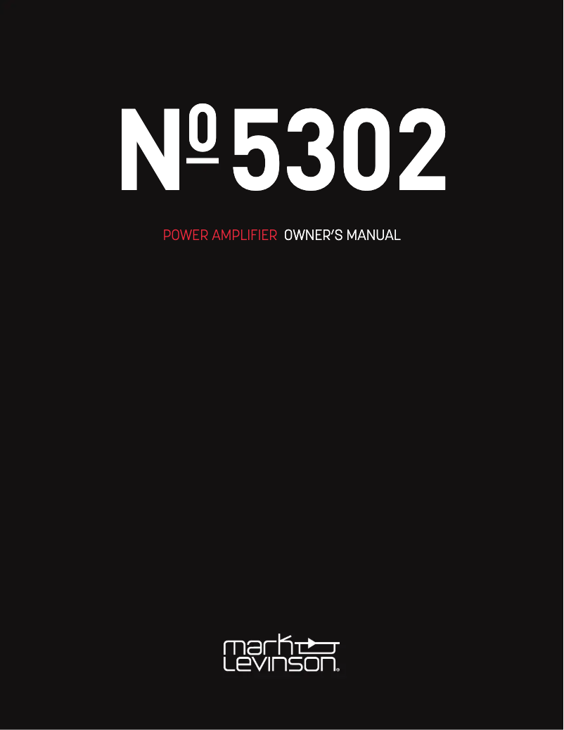 Page n°1 - Manuel utilisateur Mark Levinson No5302AM