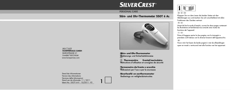 Page n°1 - Manuel utilisateur SilverCrest SSOT 6 A1