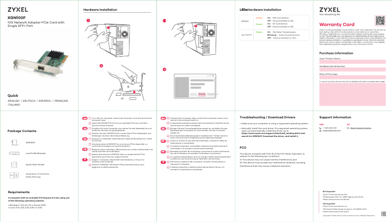 Page n°1 - Guide de démarrage rapide ZyXEL XGN100F