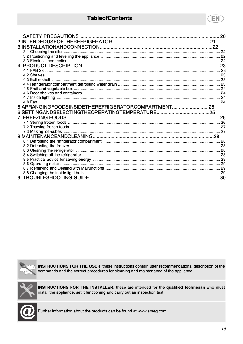 Page n°1 - Manuel utilisateur Smeg FAB28RCG1