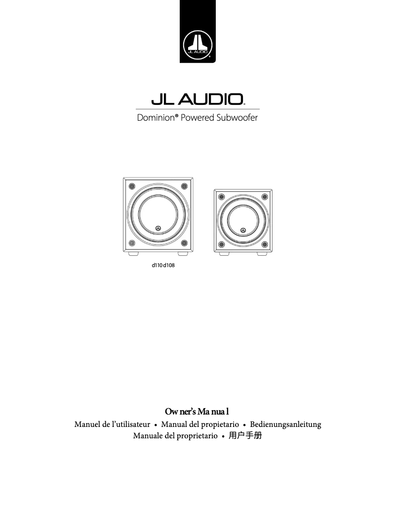 Page n°1 - Manuel utilisateur JL Audio Dominion d108