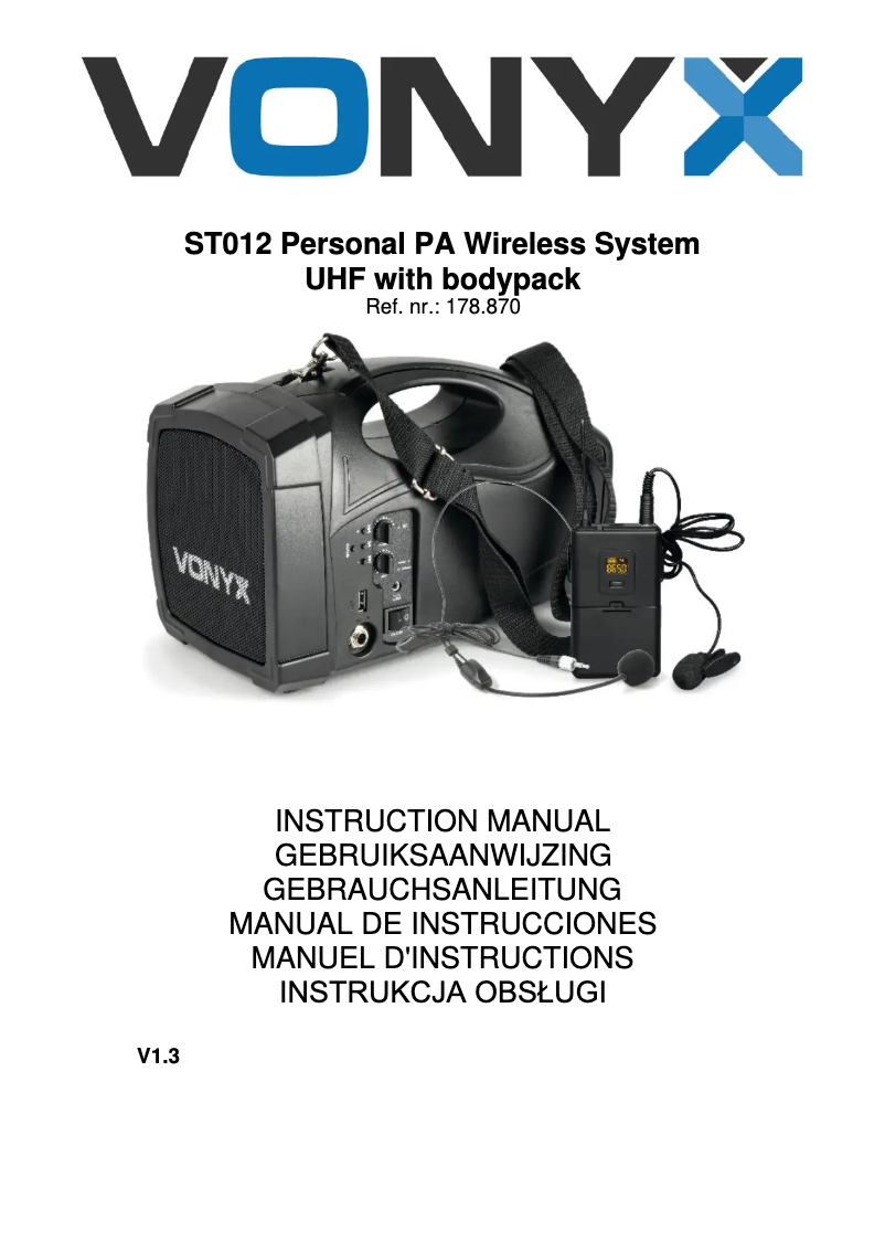 Page n°1 - Manuel utilisateur Vonyx ST-012