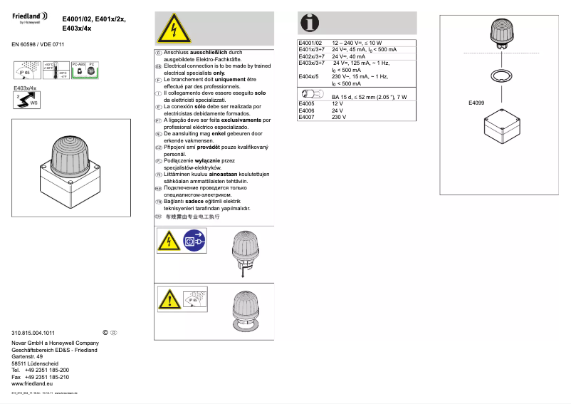 Image de la première page du manuel de l'appareil E4002