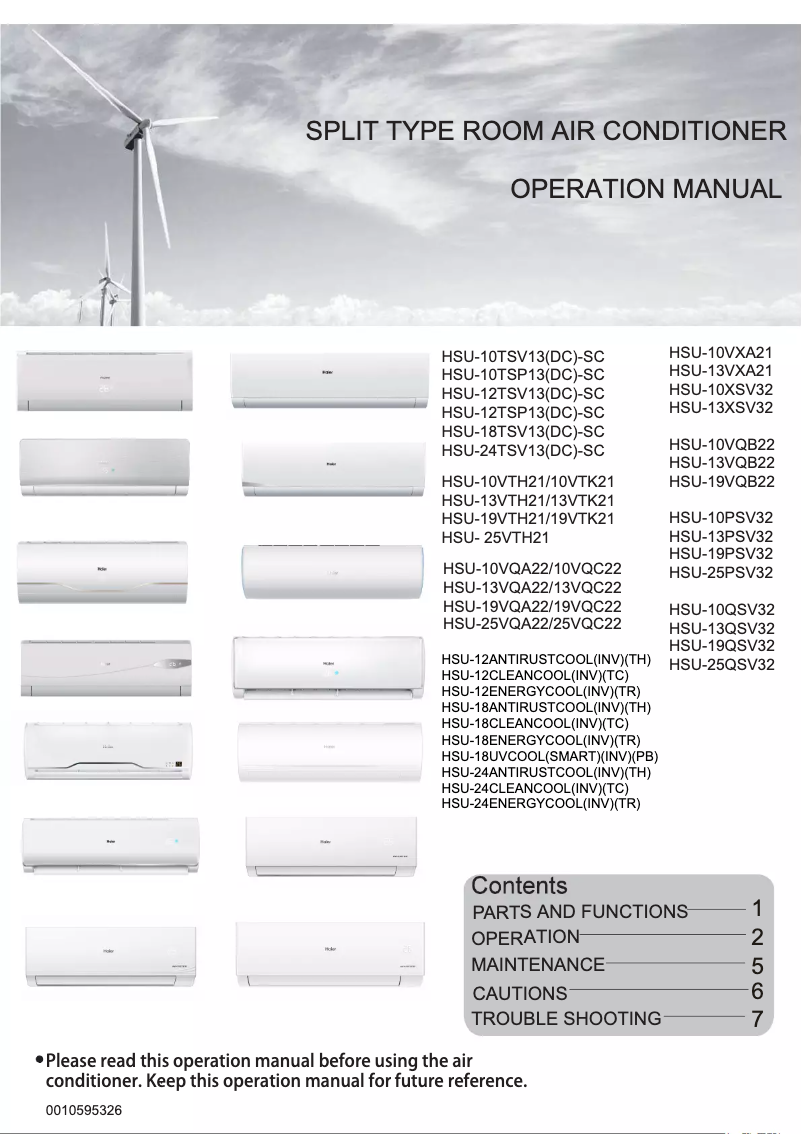 Image de la première page du manuel de l'appareil HSU-25VQA22