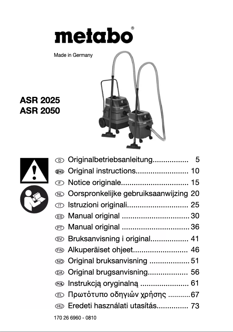 Page 1 de la notice Manuel utilisateur Metabo ASR 2050