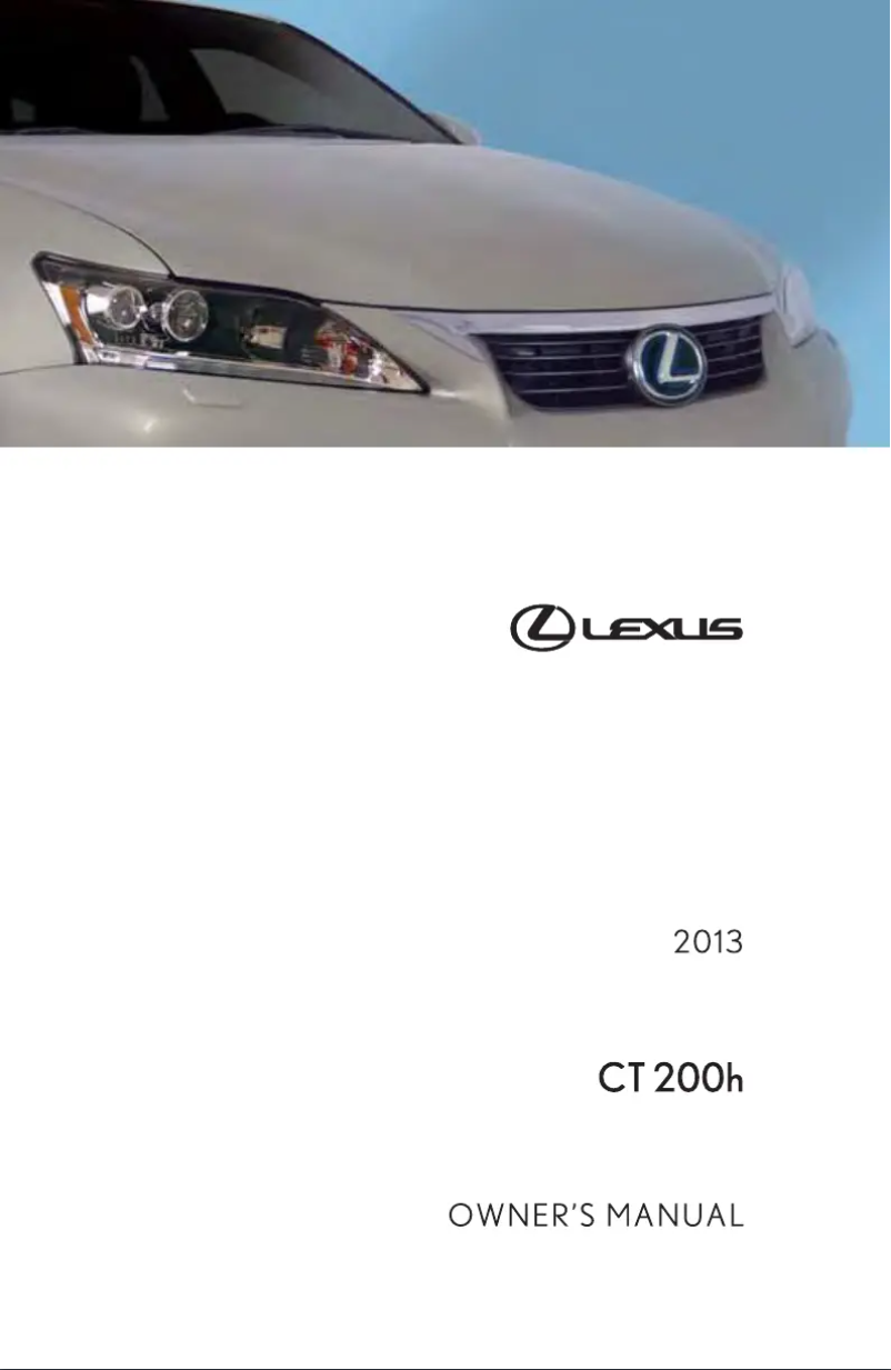 Page 1 de la notice Manuel utilisateur Lexus CT 200h (2013)