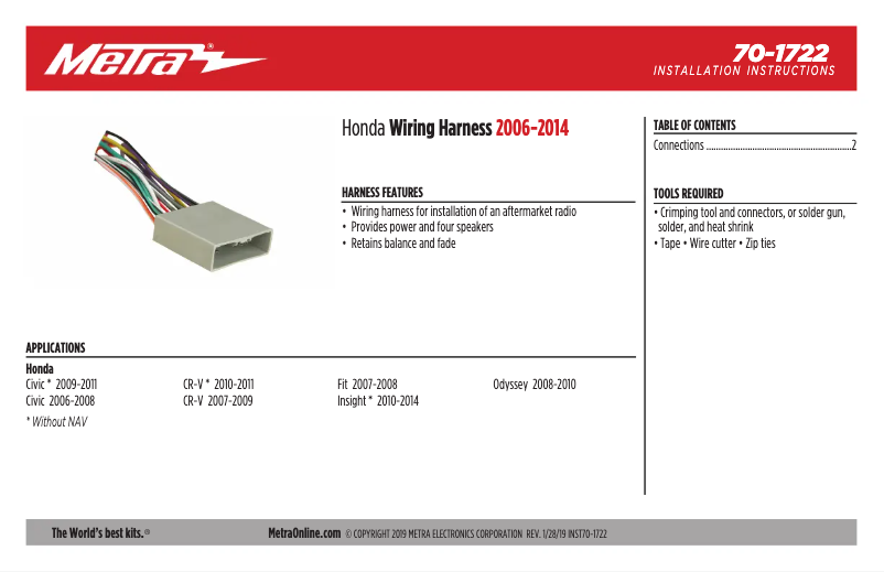 Page n°1 - Mode d'emploi Metra 70-1722