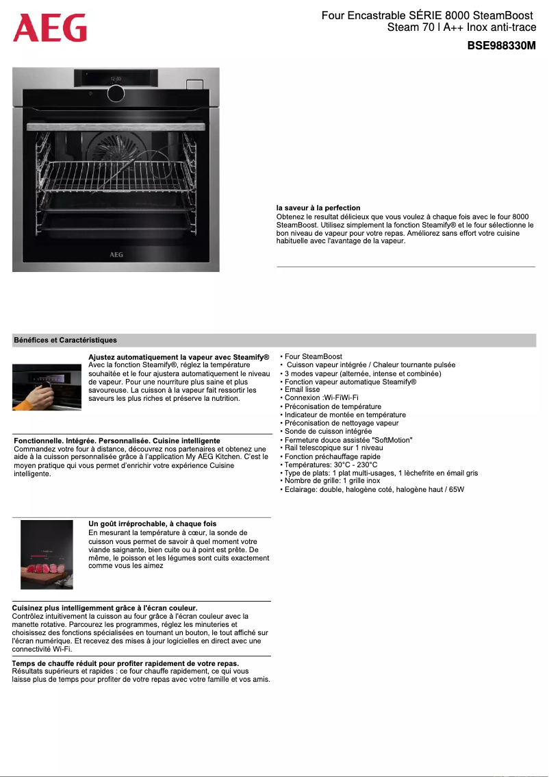 Page 1 de la notice Fiche technique AEG BSE988330M