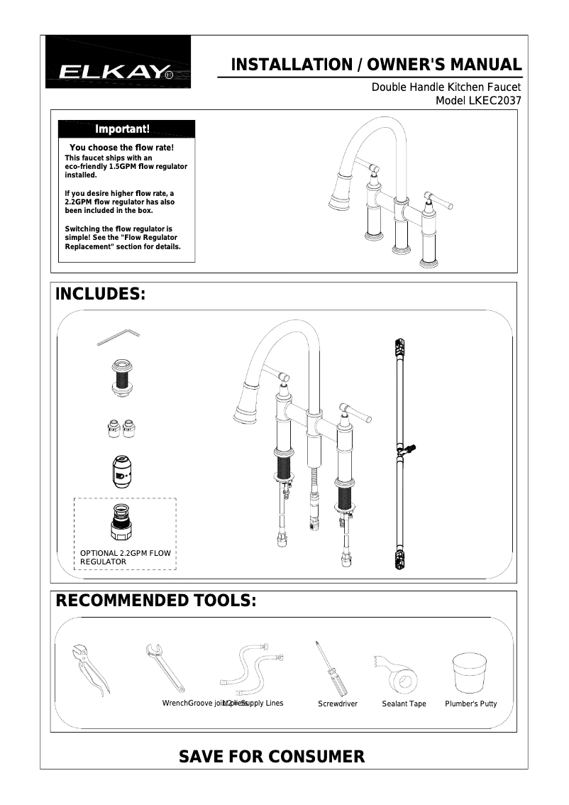 Page n°1 - Guide d'installation Elkay LKEC2037CR
