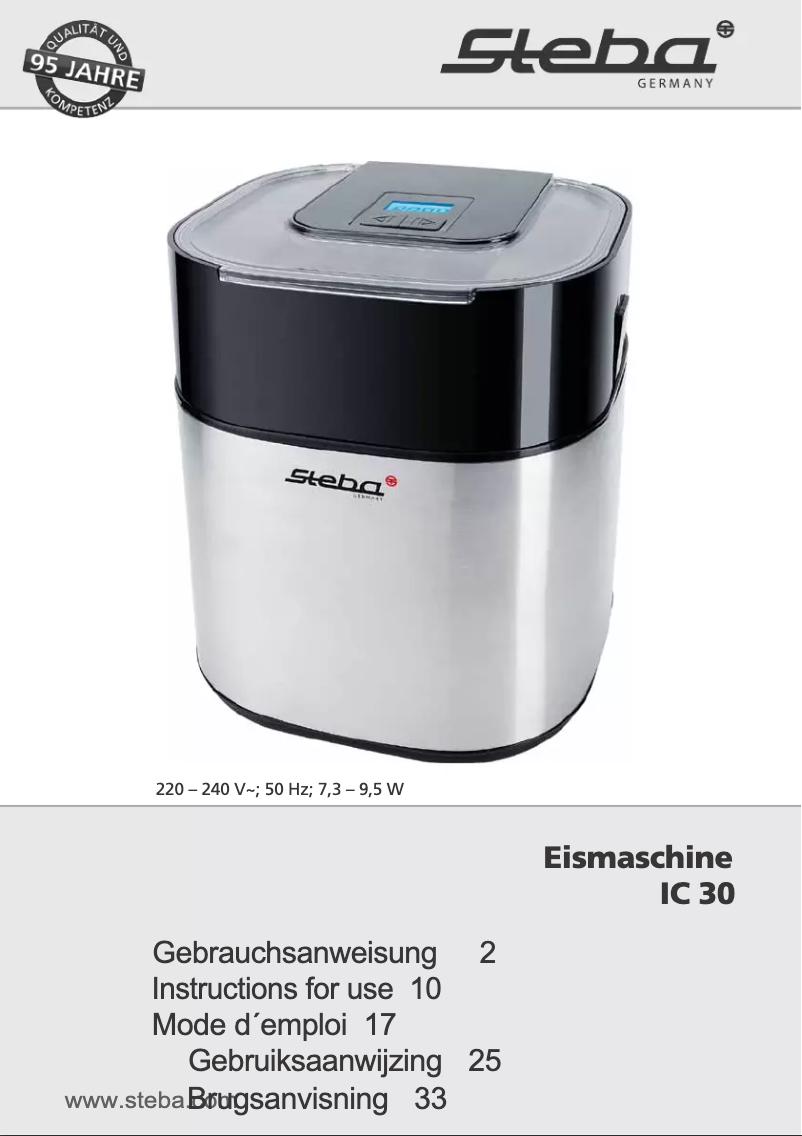 Page 1 de la notice Manuel utilisateur Steba IC 30