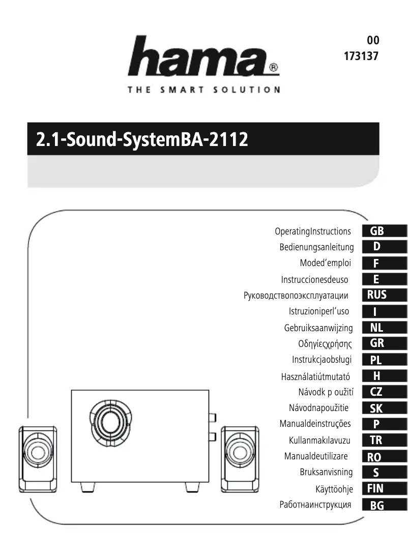 Page 1 de la notice Manuel utilisateur Hama BA-2112
