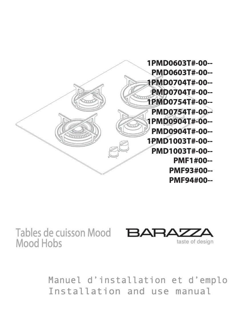 Page n°1 - Manuel utilisateur Barazza 1PMD95N