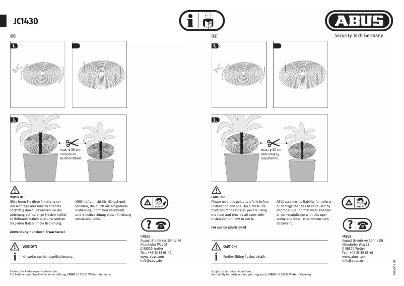 Page n°1 - Fiche technique Abus JC1430