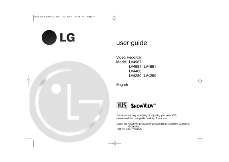 Page 1 de la notice Manuel utilisateur LG GC987NP2
