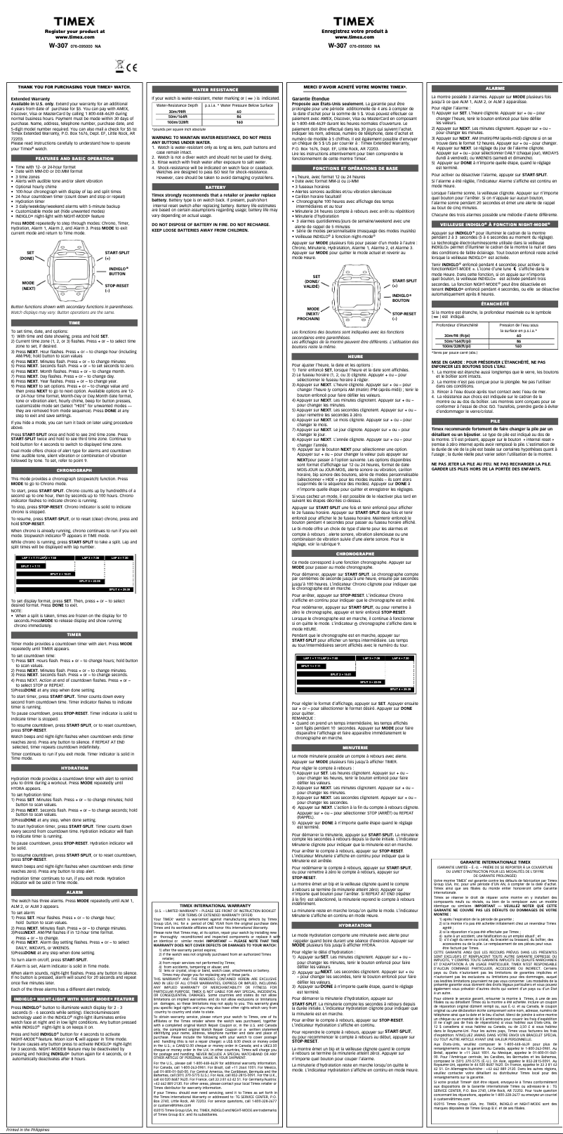 Page 1 de la notice Manuel utilisateur Timex Command TW5M18500JV