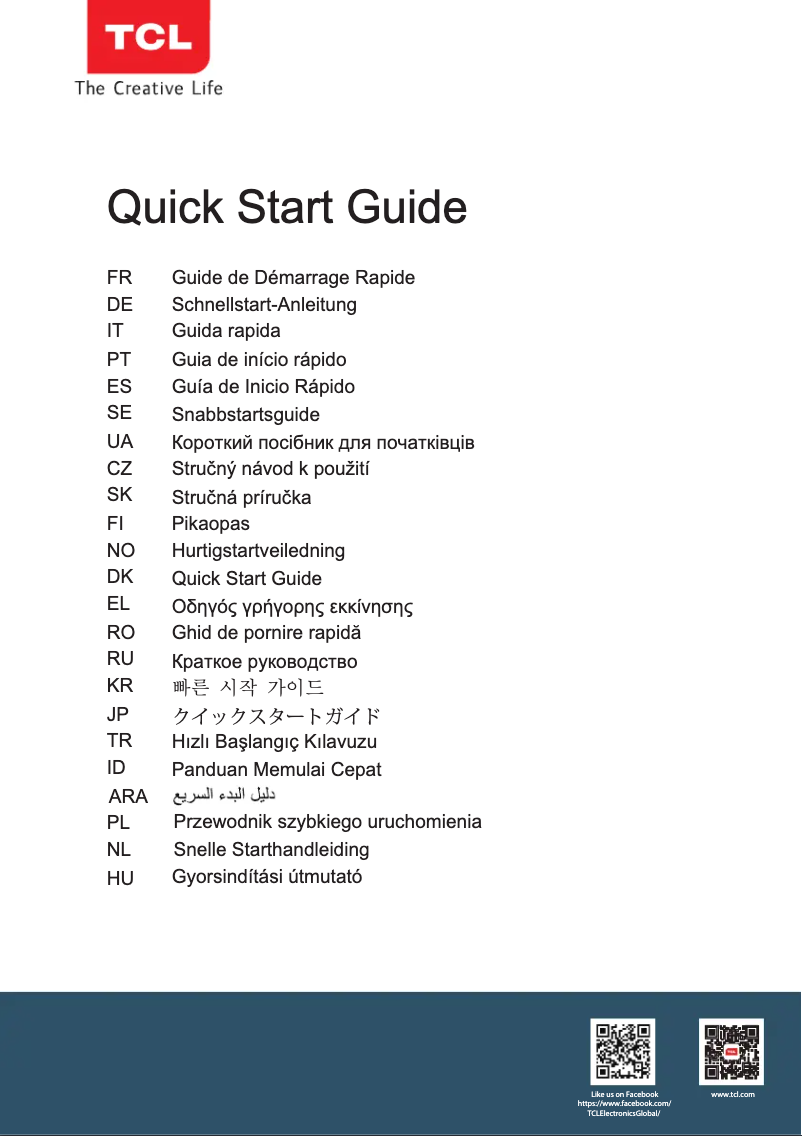 Page 1 de la notice Guide de démarrage rapide TCL 34R83Q