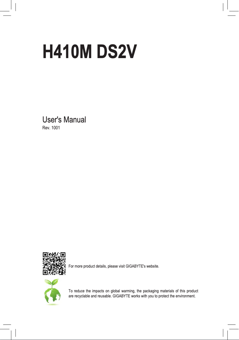 Image de la première page du manuel de l'appareil H410M DS2V