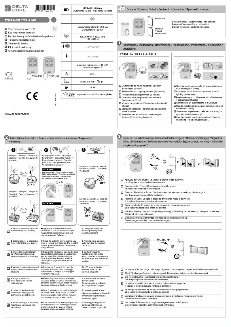 Image de la première page du manuel de l'appareil Tyxia 1410