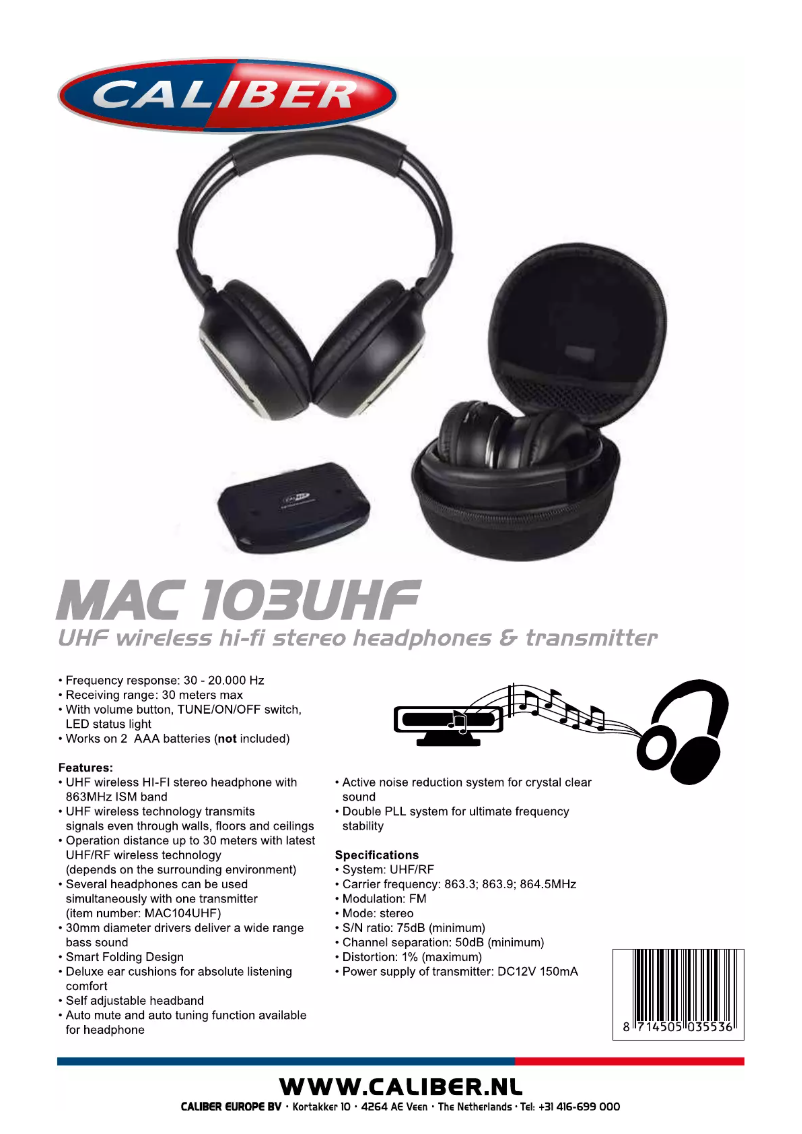 Page n°1 - Manuel utilisateur Caliber MAC 103UHF