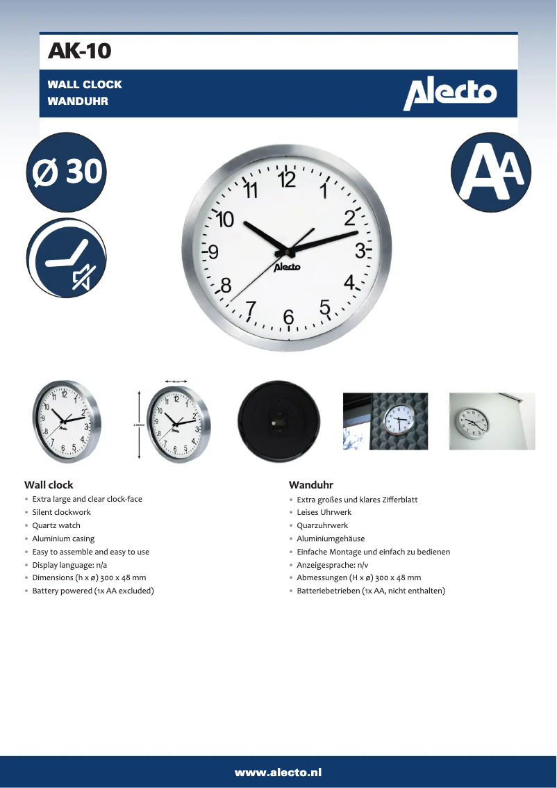 Page n°1 - Manuel utilisateur Alecto AK-10