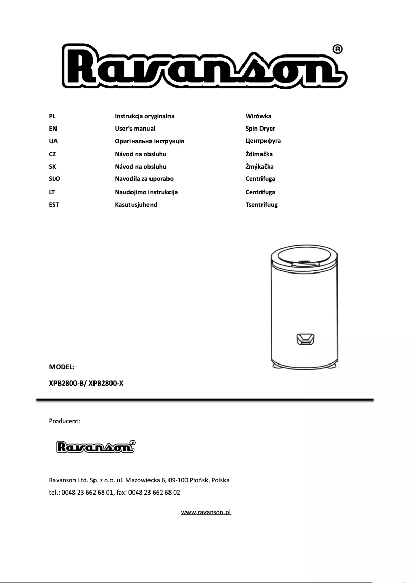 Image de la première page du manuel de l'appareil XPB2800