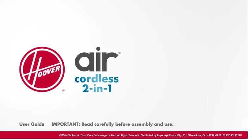 Image de la première page du manuel de l'appareil Air Cordless 2 in 1