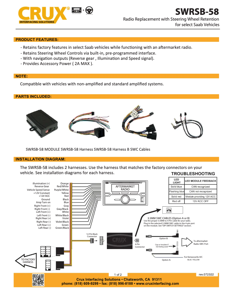 Page n°1 - Manuel utilisateur CRUX SWRSB-58