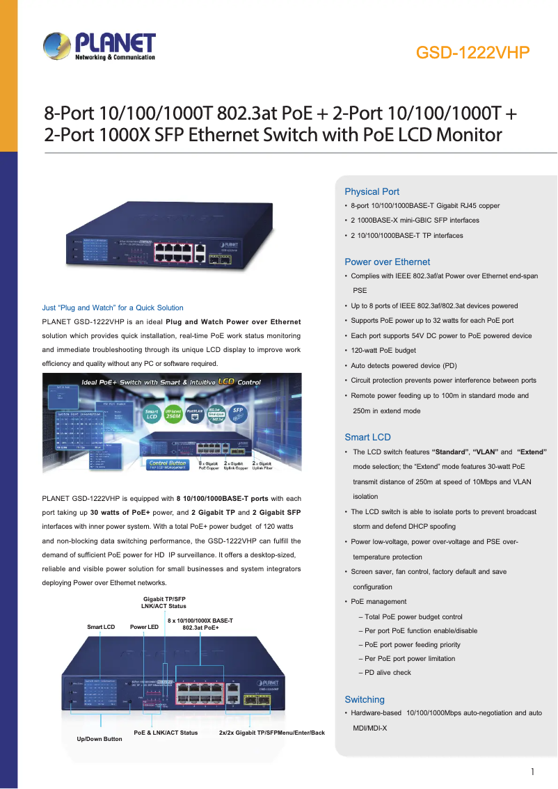 Image de la première page du manuel de l'appareil GSD-1222VHP