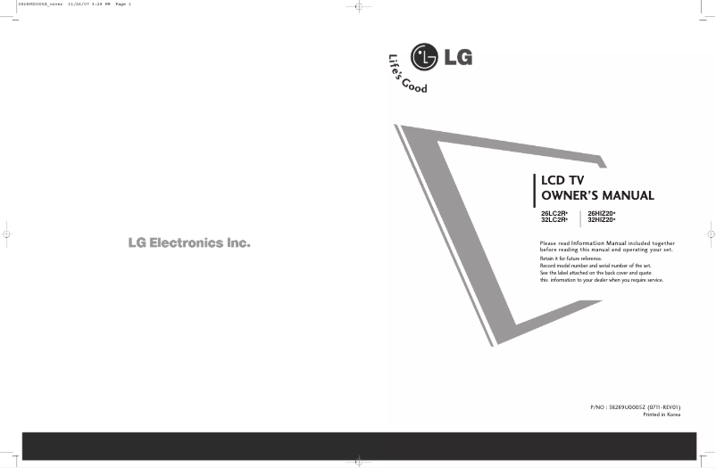 Page n°1 - Manuel utilisateur LG 26HIZ20